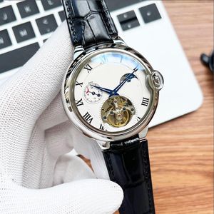 Europese en Amerikaanse heren Business Luxury Designer Clone Watch Tourbillon, Sapphire Waterproof 45mm lederen horlogeketen met uitgeholde Glow AAAA+Top Montres