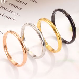 Nueva moda Simple brillante anillo de acero de titanio 18K chapado en oro rosa esférico anillo de pareja de acero inoxidable femenino