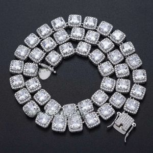 Hip Hop européen et américain nouveaux hommes de haute qualité diamant glacé 10mm carré CZ diamants collier Hip Hop Bling chaîne éternité