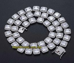 Nouveaux hommes hip hop européens et américains de haute qualité collier de diamants glacés 10 mm carré collier de diamants CZ Hip Hop Bling Chain 5402415