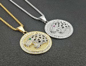 Europese en Amerikaanse nieuwe hiphop sieraden titanium staal Goldsilver vergulde Panther Head Pendant Necklace5445161