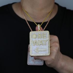 Collier pour hommes, nouveau pendentif de Direction avec lettre de signalisation routière européenne et américaine, bijoux Hip Hop Rap, collier pour hommes