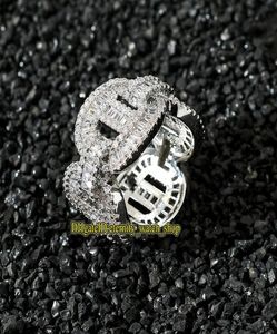 Anneau de chaîne de chaîne cubaine européenne et américaine Ring Real Gold Placing Microinlaid avec des diamants CZ Hip Hop Iced Out Diamond Men3687714