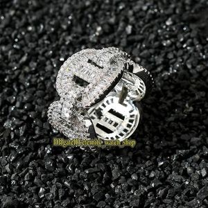 Nouvelle bague européenne et américaine chaîne cubaine bague en or véritable plaqué micro-incrusté de diamants CZ hip hop Iced Out diamant men227g
