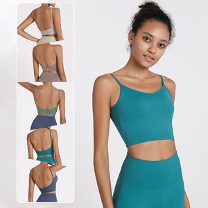 Européen et américain New Spaghetti Strap Beauty Back Exercise Underwear Womens Antichoc Push-up Running Workout Bra Yoga Straps Vest