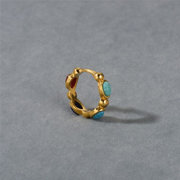 Nicho europeo y americano Diseño Sentido Otoño Nuevo Retro Tendencia simple y personalizada Anillo de piedras preciosas de color versátil Anillo para mujer