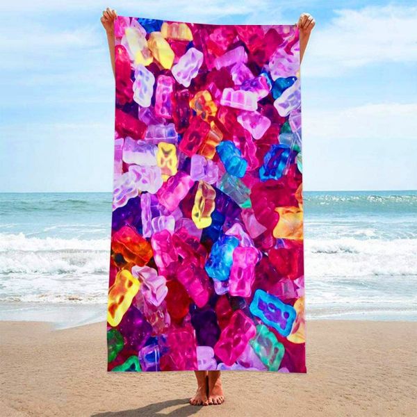 Européen et américain personnalisé mode arc-en-ciel tie-dye microfibre bouclé tissu serviette de plage serviette de bain bord de mer couverture châle essuyer sueur en gros