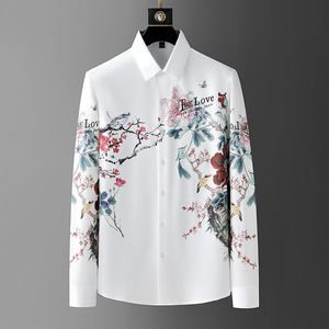 Chemise à imprimé fleur personnalisé européen et américain hommes 2023 printemps mode décontracté chemise à manches longues résistant aux rides hommes