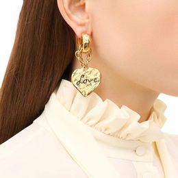 Boucles d'oreilles en chaîne d'amour rétro européenne et américaine, légères, de luxe, haut de gamme, Clips, Niche, personnalité, bijoux à la mode sauvage