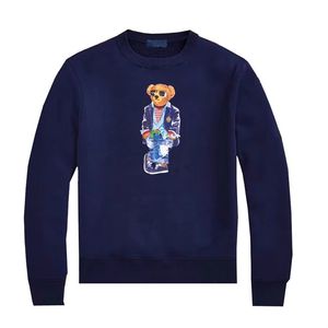 Suéter de cuello redondo europeo y americano Camisa polo estampada de color sólido de algodón puro de manga larga Camisa de hombre Little Bear S-XXL Tamaño asiático