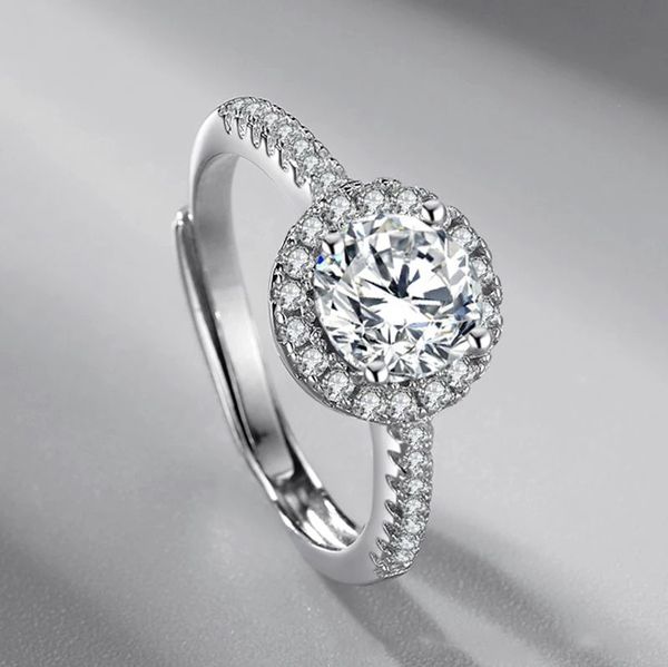 Européen et américain S925 argent gypsophile femme bague en diamant ouverture réglable fiançailles magnifiques bijoux exquis