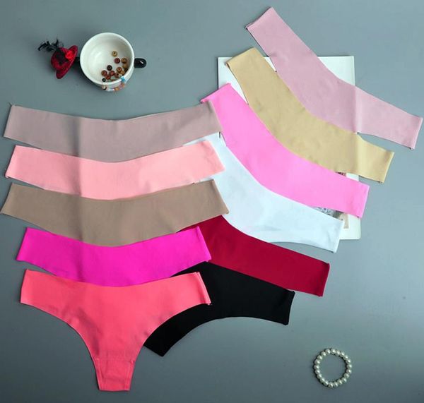 String pour femmes sans couture en coton de soie de glace sexy européen et américain avec sous-vêtements de couleur unie imprimés pour filles G-Strings pour femmes