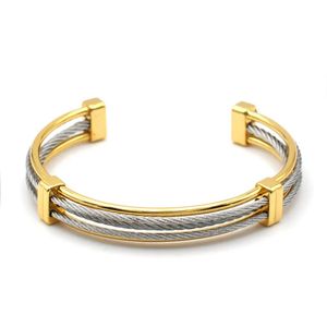 Europese en Amerikaanse roestvrij staal gevlochten draad holle armbanden open ins stijl retro gouden stalen armband 240110