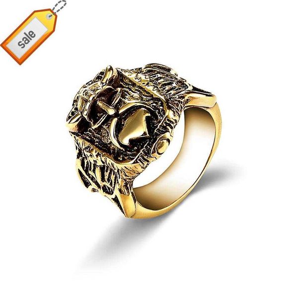 Diseños de anillos de oro de acero inoxidable europeos y americanos para hombres.