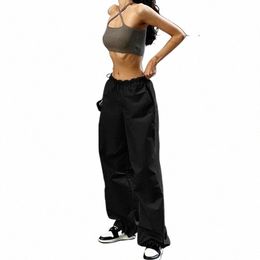 Pantalon ample simple pour femmes, tendance européenne et américaine, avec cordon de serrage, taille décontractée, vêtements de travail, b0z4 #