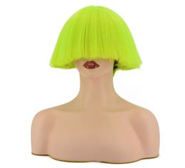 Fluffy Green Cosplay Perruques Kinky Straight tNightclub Festival Afro Wig
