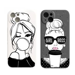 Lunettes de soleil européennes et américaines fille iPhone 1514/13/promax coque de téléphone 11 silicone 12 givré xs/S24/S23 coque arrière de téléphone