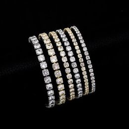 Bracelets de tennis européens et américains Hip-hop Tide plaqué or 14k Zircon microencastré 3mm 4mm 5mm bracelet298Z