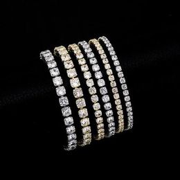 Bracelets de tennis européens et américains Hiphop Tide plaqué or 14k Zirconmicroencased 3mm 4mm 5mm bracelet6066915319S