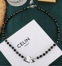 Collier de lettre de perle noire européenne et américaine Collier Fashion Punk Style Sier Diamond Satellite Clicule Chaîne Femelle Hig9059074