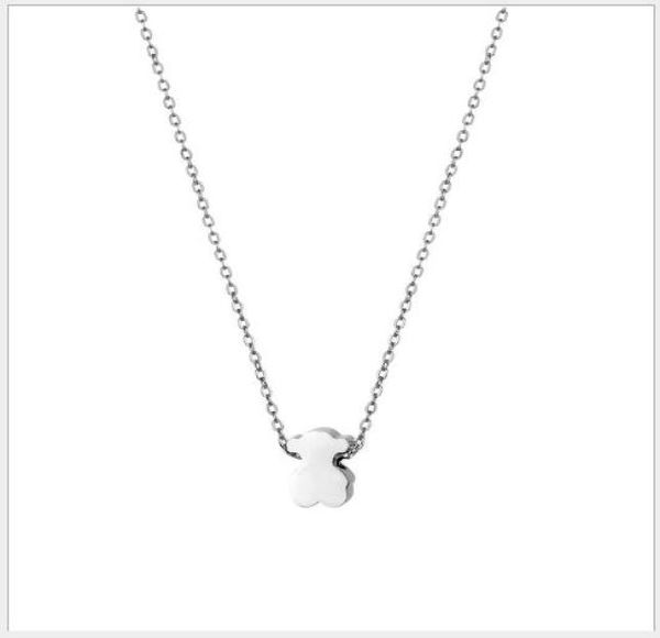 Collier ours en acier titane européen et américain bijoux en acier inoxydable femme collier pendentif animal ours mignon10461929324