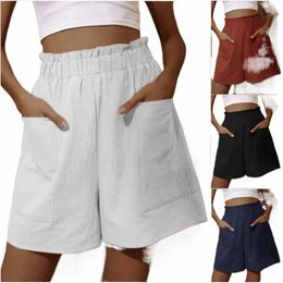 Europese en Amerikaanse damescott en linnen fr bud hoge taille shorts fiable grote casual shorts met wijde pijpen 51fM #