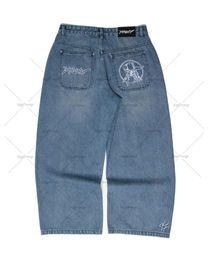 Europese en Amerikaanse Y2K oversized jeans mannen hoge taille gewassen rechte broek losse high street modemerk broek 240421