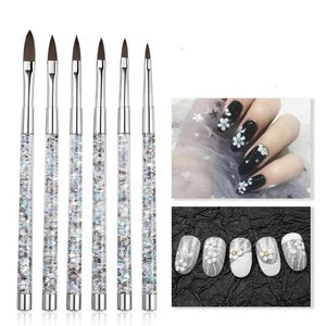 Ensemble de 6 pinceaux pour Nail Art, mode européenne et américaine, paillettes en cristal, stylo à dessin pour manucure