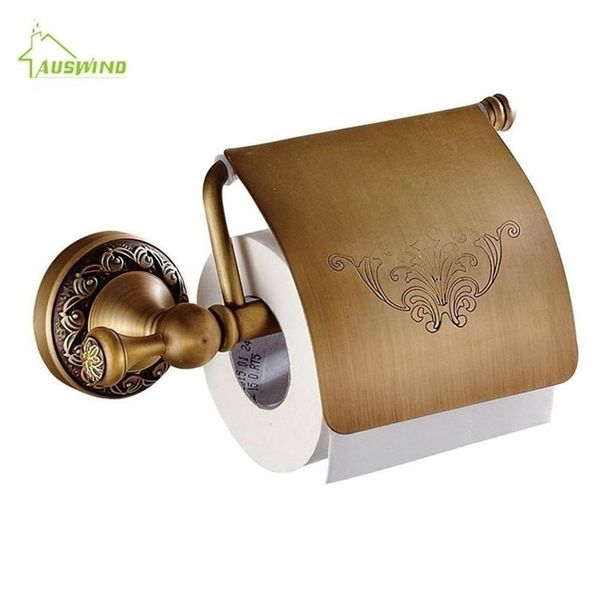 Soportes de papel higiénico antiguos europeos Soporte de papel higiénico tallado en latón Oro Pvd Ti Flor Accesorios de baño Productos T200425263y