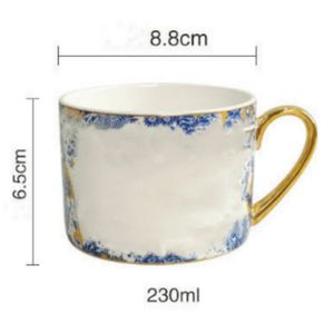 European Bone China Products Ceramic Coffee Cup met schotel Blue Afternoon Tea Cup Coffee Shop Sample Hotel Tea Set Geschenkdoos