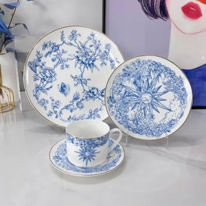 Europees Bone Porselein Western Food Set Steak Plate Jade Orchid Huishoudig Modern servies Cake Plaat Cup Plate Vriend Geschenk 240508