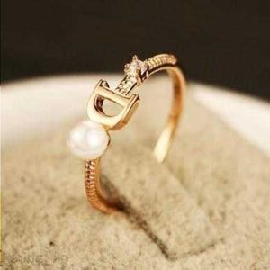 Europese Merk Vergulde Letter D Ring Mode Parel Ring Vintage Charms Ringen Voor Bruiloft Vintage Vinger Ring Kostuum Sieraden Vtuol