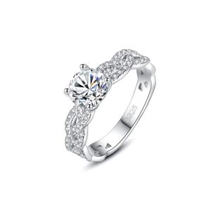 Nouvelle marque de luxe quatre griffes Moissanite S925 bague en argent bijoux de mode femmes plein diamant Zircon Super mousseux anneau pour les femmes fête de mariage cadeau de la Saint-Valentin SPC