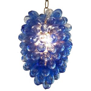 Lustre à bulles européen éclairage lampe de couleur bleue en verre de Murano LED chaîne pendentif lumières Art déco American Pride lustre en verre soufflé à la main-z