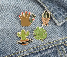 Carton de dessin animé Broches de plante en émail Cactus Cactus Aloe feuilles Pins pour enfants Unisexe Vêtements Cowboy Badge accessoires WH6019166