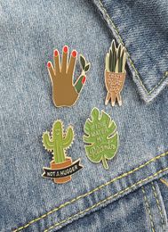 Carton de dessin animé Brrooces de plante en émail Cactus Cactus Aloe feuilles Pins pour enfants Unisexe Vêtements Cowboy Badge Accessoires WH4691890