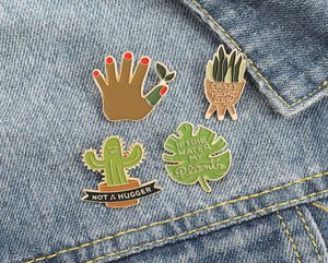 Carton de dessin animé broches Brooches émail émail cactus aloe feuilles épingles pour enfants unisexe accessoires de badge de cow-boy wh2603727