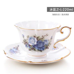 Ensemble de café à thé en céramique européenne anglais luxe Royal classique tasses et soucoupes en porcelaine tasse Rose HH50BD soucoupes