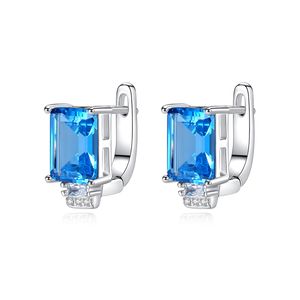 Sea Blue Gem Stud oorbellen sieraden Koreaanse mode dames micro set zirkon s925 zilveren geometrische juweel oorclip oorbellen dames bruiloftsfeest Valentijnsdag cadeau spc