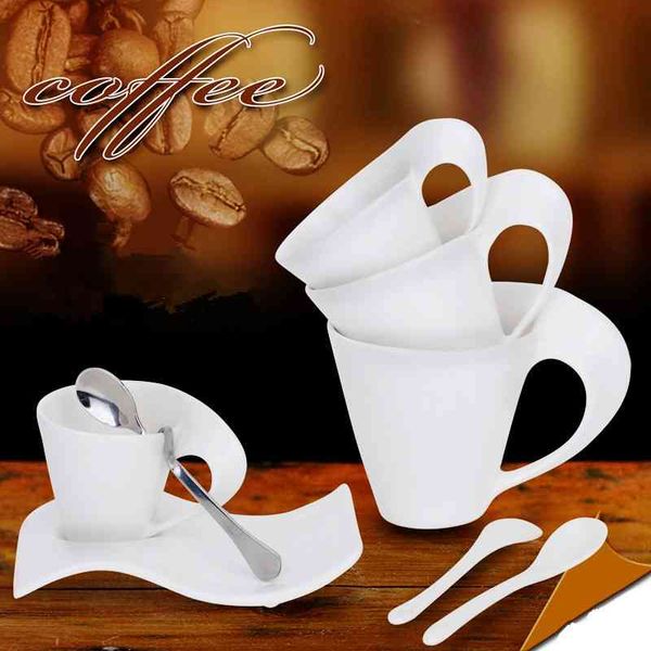 Tasse en céramique ondulée européenne et jeu créatif pour petits couples 300 ml tasse à café 210611