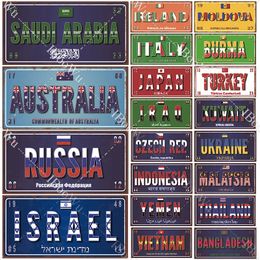 Nombres de países europeos, pintura de Metal con licencia Retro, decoración de pared Vintage de ciudad Popular, carteles de hojalata de Metal para Pub, Bar, Woo decorativo