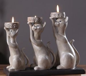Bougeoir parfumé en forme de chat pastoral, créatif et américain, européen, rétro, décoration de table de restaurant, cadeau, chandelier