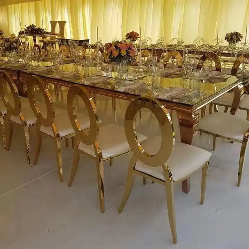 Europese creatieve eenvoudige roestvrijstalen bruiloft hotel banket feest buiten bruiloft tafel 022