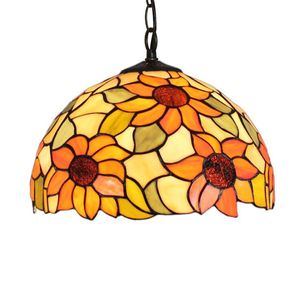 Lustre en verre de fleur de soleil créatif européen Tiffany vitrail bar club pastoral rétro restaurant art lustre lampes TF021
