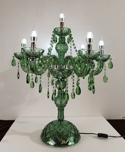 Europese Crystal Tafellampen Groene Verlichting Cafe Decoratie Lamp Slaapkamer Nachtkastje Lamp Amerikaanse luxe lampen