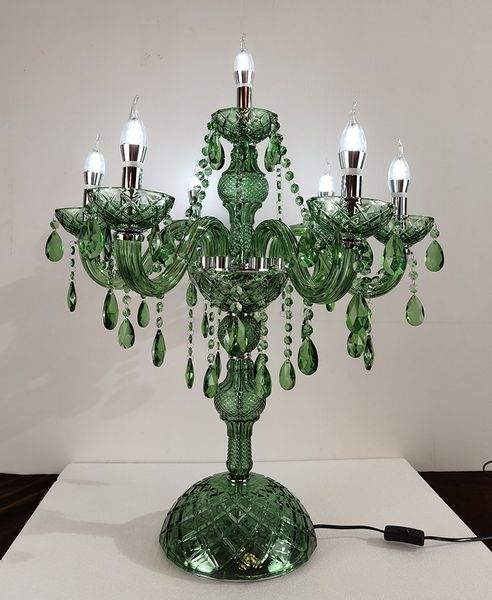 Lampes de table en cristal européennes éclairage vert lampe de décoration de café chambre lampe de table de chevet lampes de luxe américaines