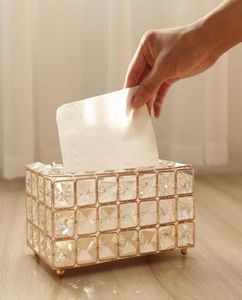 European Crystal Tissue Box Simple Home Living Room salontafel laden Deskoptop Napkin Storage Box Creative Car Tissue Box Y200322883817