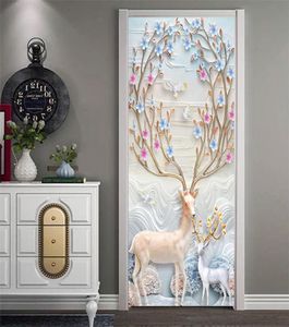 European Deer Door Stickers Bedroom Armoire Armoire de porte Decoration Porte de porte Auto-Adadhesive Decals Small Animal Autocollants Art P9933506