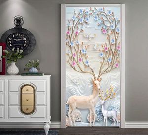 European Deer Door Stickers Bedroom Armoire Armoire de porte Decoration Porte Murales Selfadhesive Decques de porte Small Animal Stickers Art P5438188