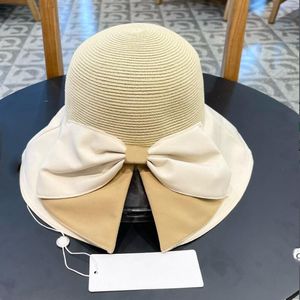Europees Design Bow Straw Hat Summer Outdoor Cap kan worden gevouwen geweven zonhoeden worden gevouwen